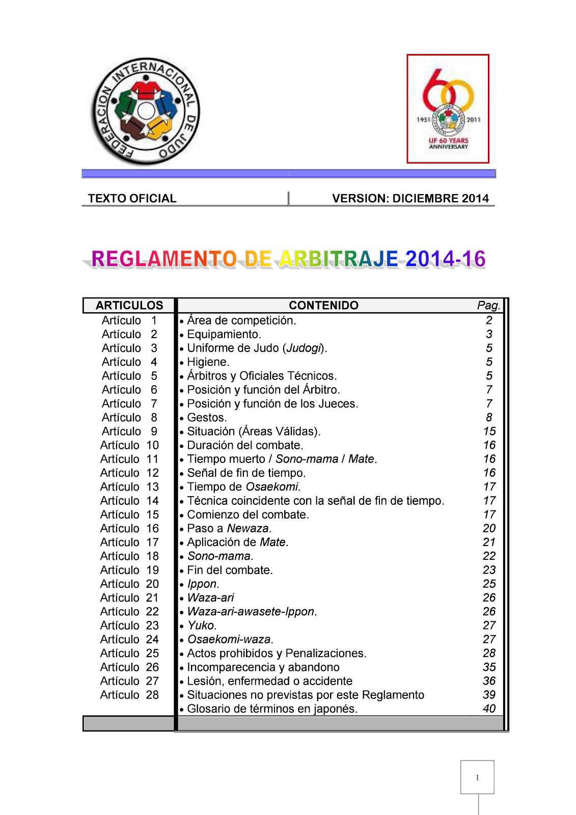 REGLAMENTO ARBITRAJE 2014-2016
