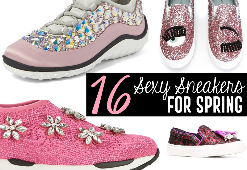 sexy pink embellished sneakers for spring