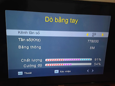 Chọn chế độ dò kênh bằng tay 