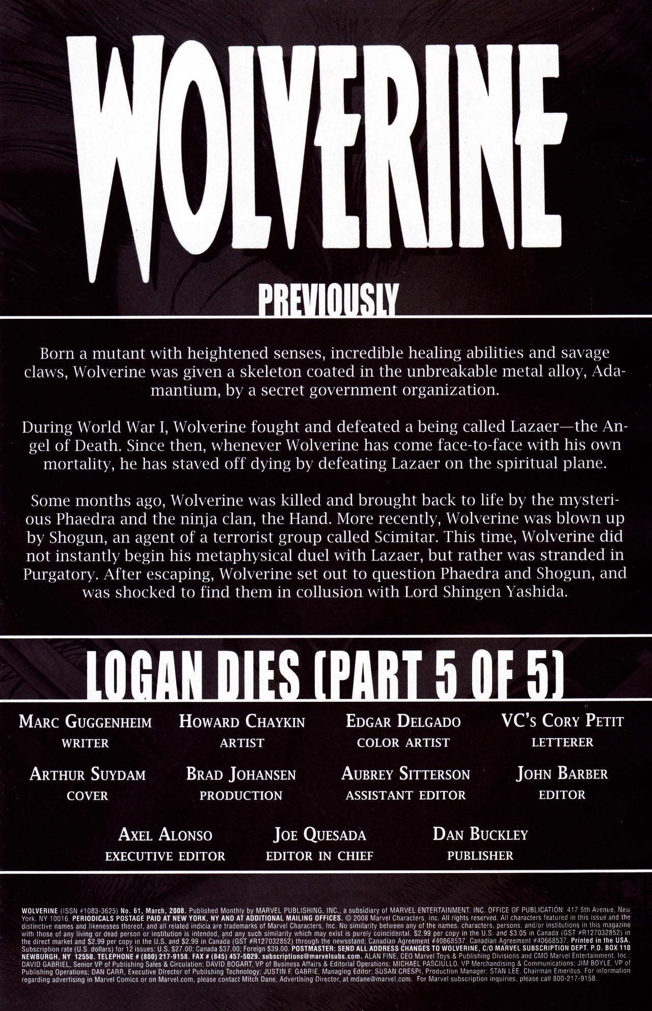 Read online Wolverine (2003) comic -  Issue #61 - 2