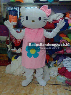 gambar baju badut hello kitty karakter daster pink bunga
