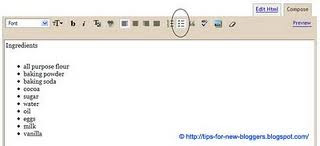 ordered list blogger