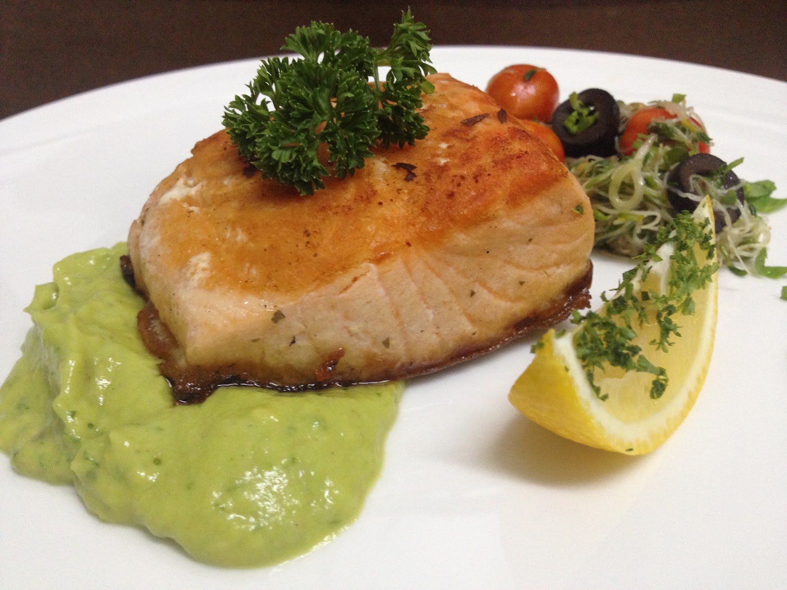 Craves and Tales A ThreeCourse Dinner Grilled Salmon with Avocado