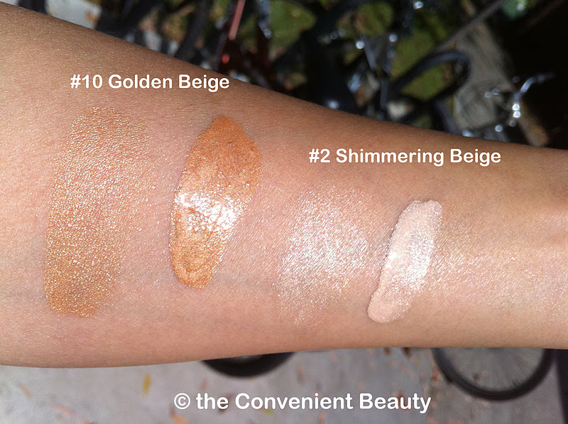 The Convenient Beauty: Review: Giorgio Armani Fluid Sheer - # 2 Shimmering  Beige and #10 Golden Beige
