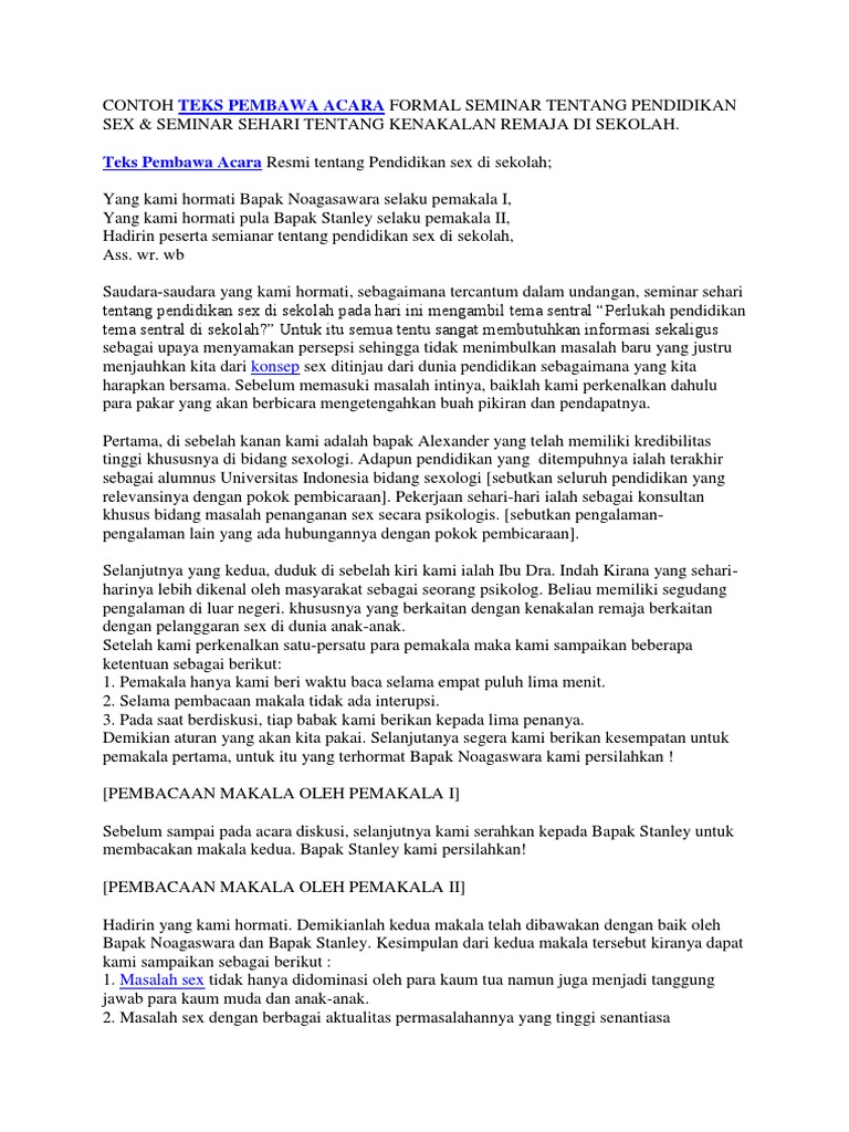 contoh teks pembawa acara wood scribd indo