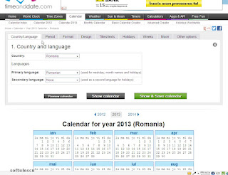 Generator calendar - TimeAndDate.com - tara si limba