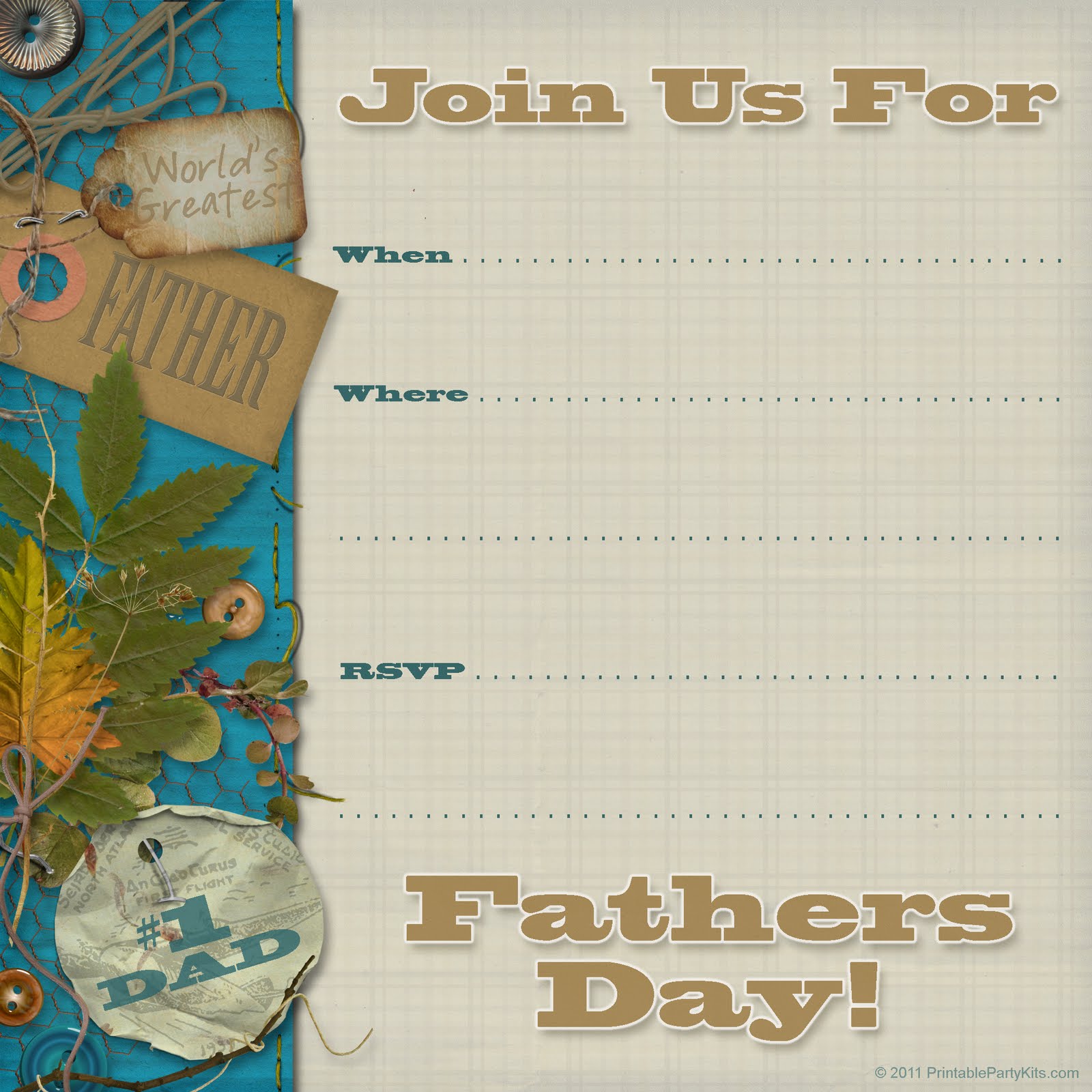 Free Printable Party Invitations Fathers Day Party Square Invitations Template
