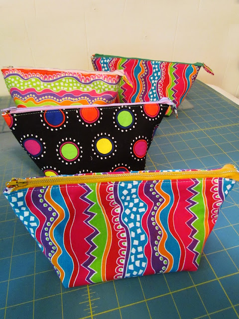 wide mouth zippered pouch with Diane Springer fabric
