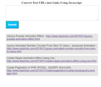 Convert Text URLs into Links Using Javascript : https://goo.gl/JZLKmF Convert Text URLs into Links Using Javascript : https://goo.gl/JZLKmF