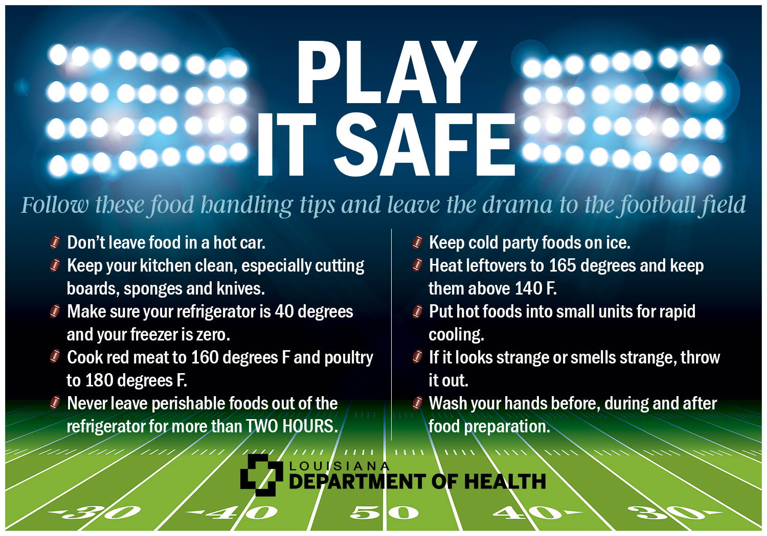 LDH Blog Safety's on the field for your Super Bowl party