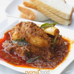 Nyonya Chicken Curry Rasa Malaysia recipe with spices curry leaf, star anise, cloves, cinnamon-cassia, turmeric, chili, coriander seed, fennel seed, cumin, lemongrass