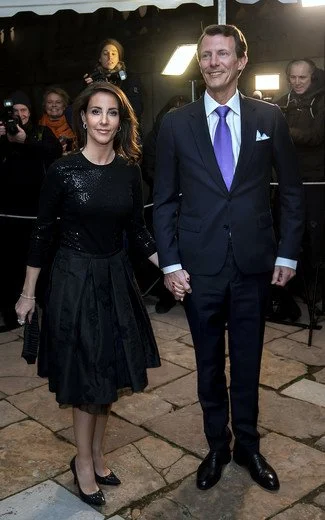 Crown Princess Mary wore Rochas Black Pleated Jacquard Skirt