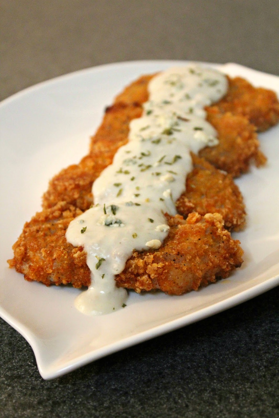 Low Carb BuffaloStyle Fried Pork Chops with Bleu Cheese Sauce