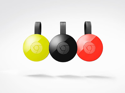 新しい Chromecast の色バリエーションを示す画像。