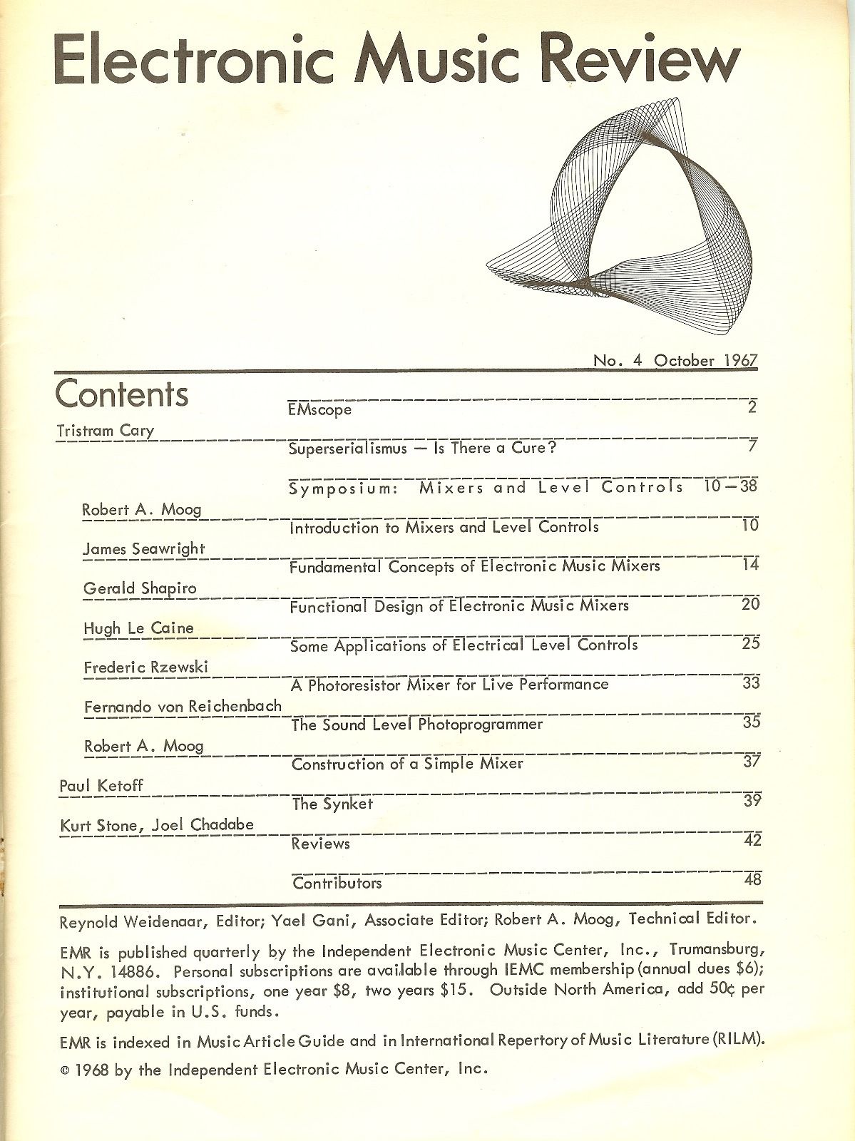 MATRIXSYNTH Electronic Music Review No. 4 October 1967. 48 Pages