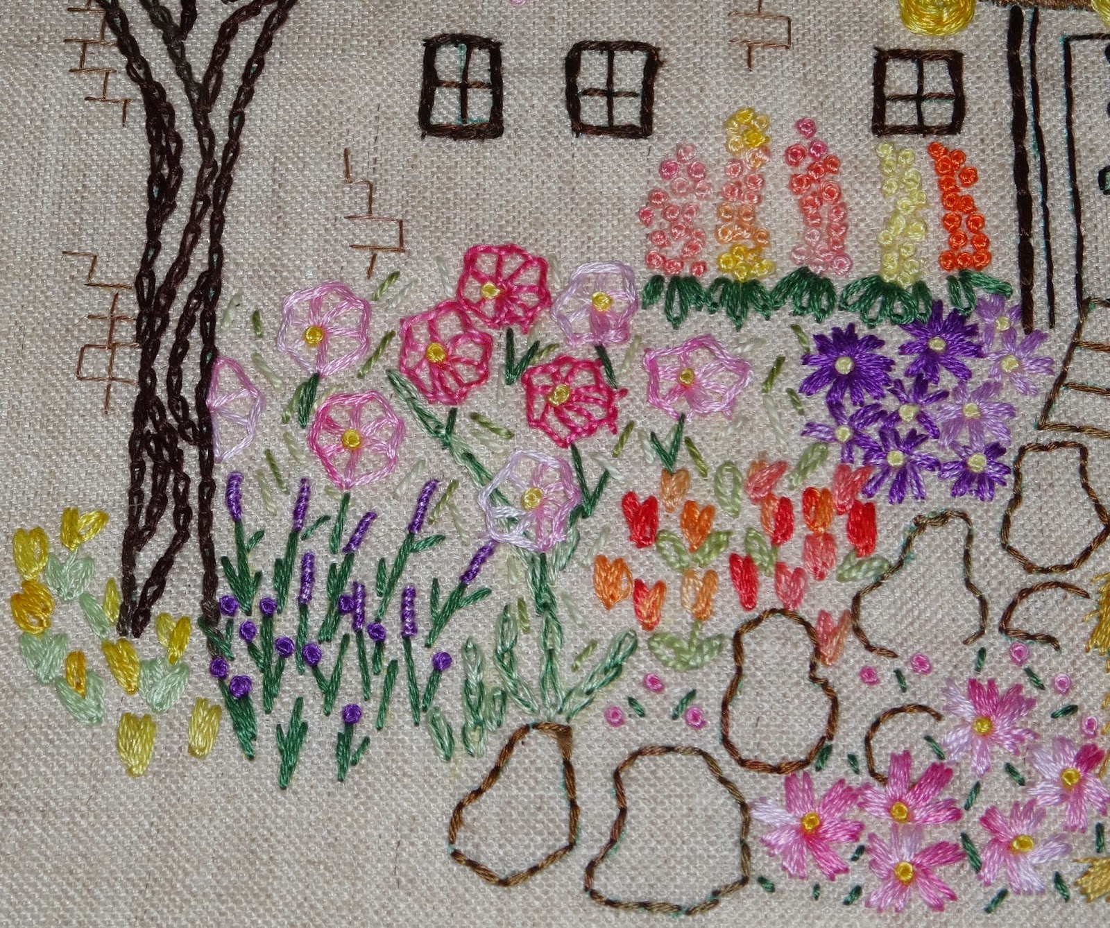 embroidery cottage garden stitches cupboard emily 1930 colours bright much simple had using fun these so