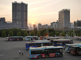 bus parking lot and stop at the Ganzhou Railway Station