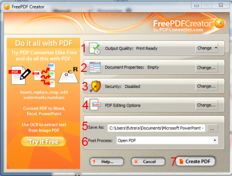 Configuración FreePDF Creator