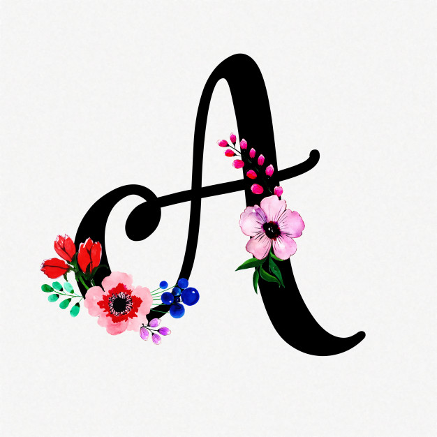 Letter A Watercolor Floral Background Free Vector