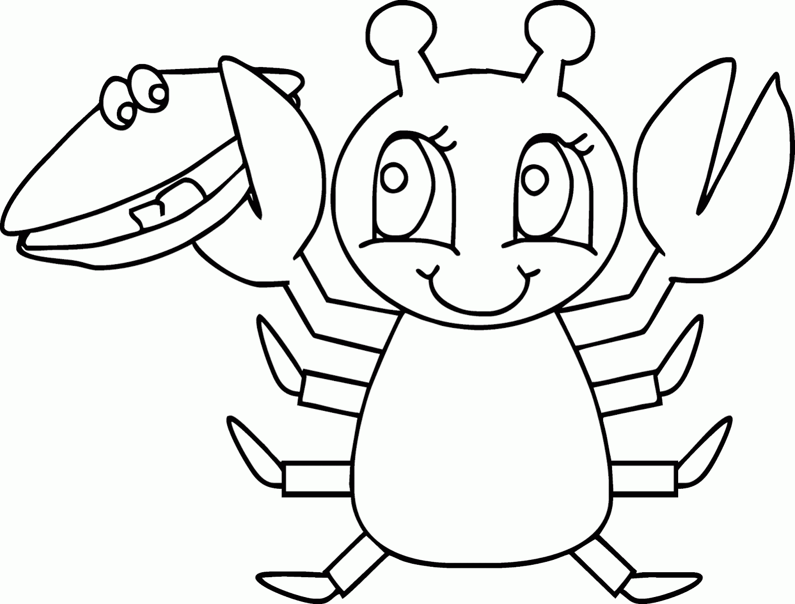 Gambar Mewarnai Lobster Kerang Versi Kartun - Contoh