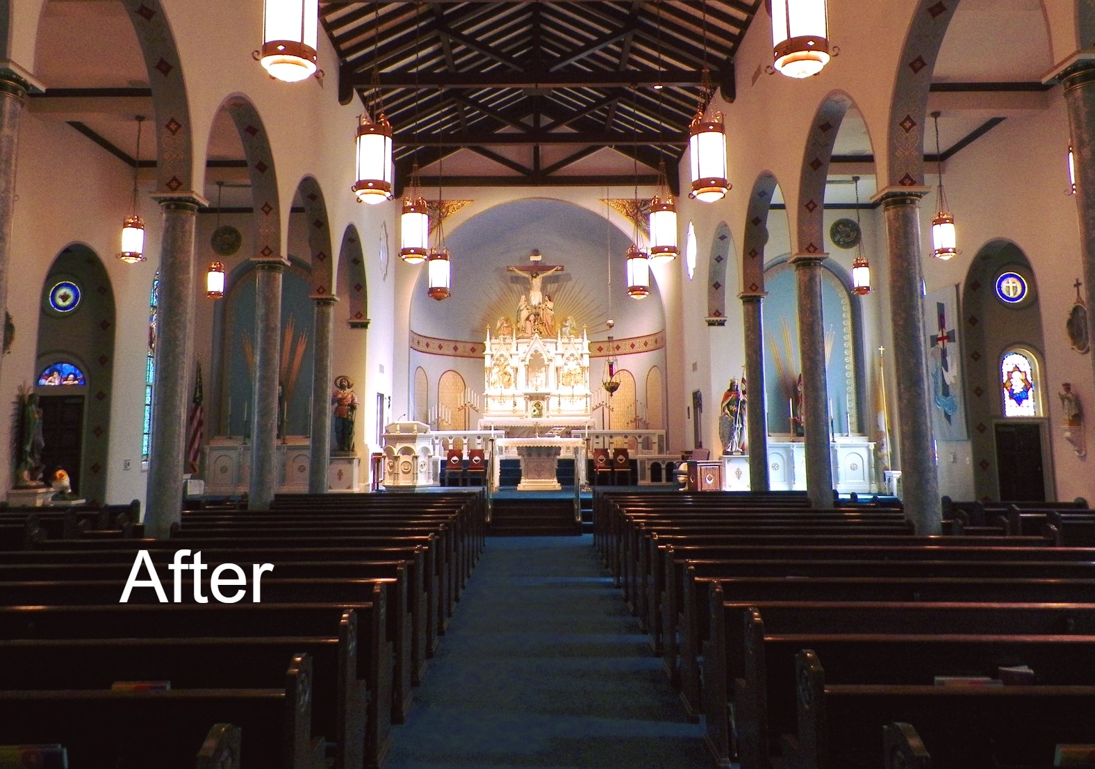 Before and After Holy Cross Catholic Church in East Bernard, Texas