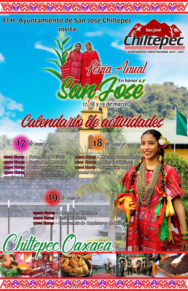 Programa 2019 de la Feria Anual de San José Chiltepec, Oaxaca Vive Oaxaca