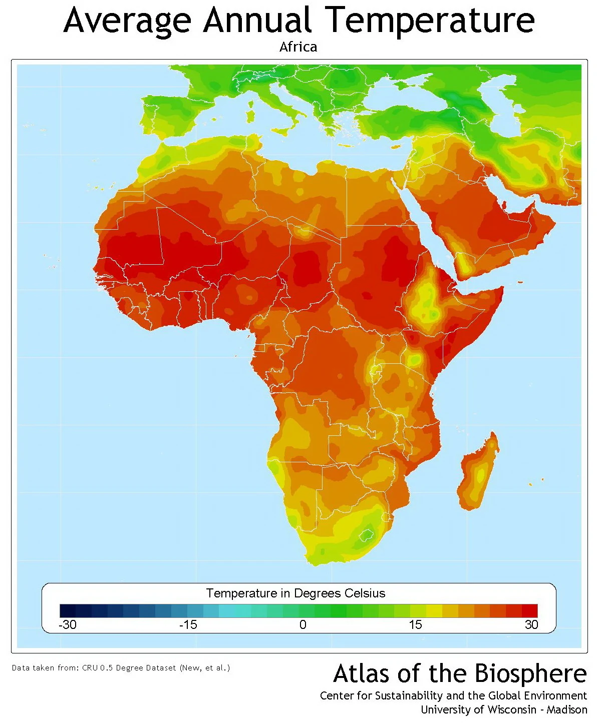 Africa average annual temperature