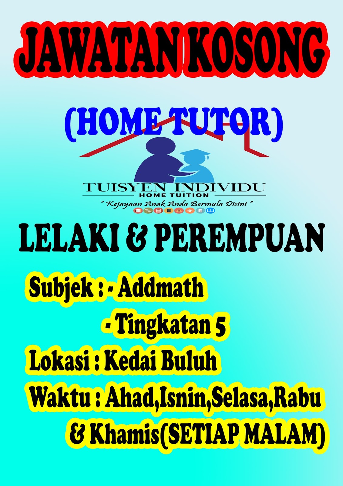 Tuisyen Individu Home Tuition 1 Kelantan Jawatan Kosong Home Tutor Di Kelantan