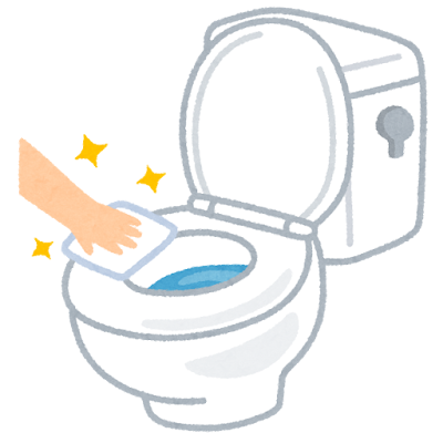 トイレクリーナーのイラスト(拭く)
