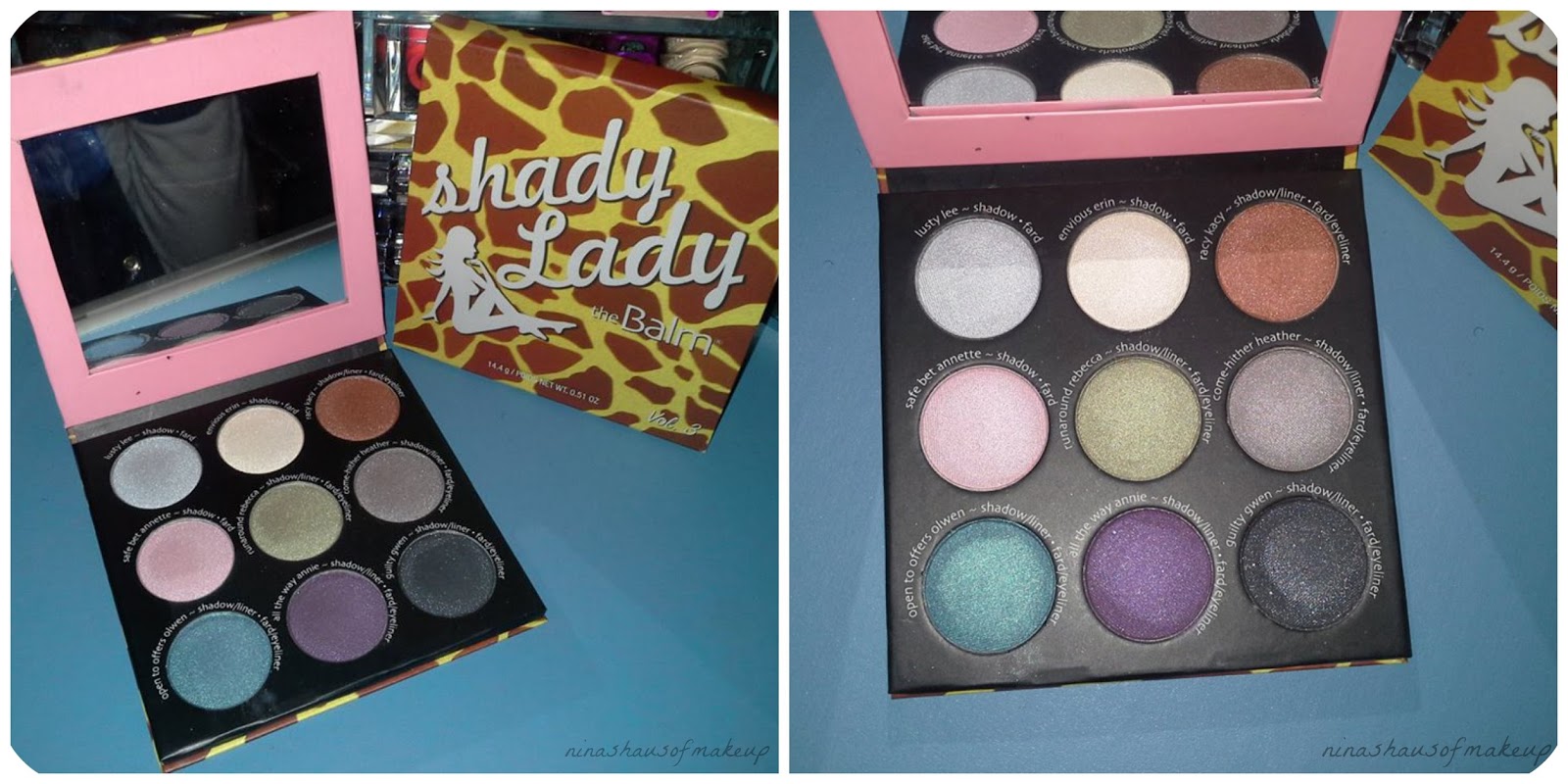 Swatches The Balm 'Shady Lady' Eyeshadow Palette and 'Hot Mama' Blush
