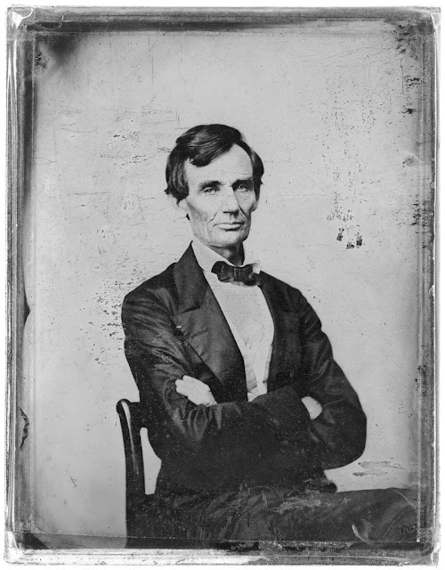 Abraham Lincoln, candidate for U.S. president. Half-length portrait, seated, facing front. Butler, Preston, photographer. Springfield, Ill., 1860 Aug. 13. Thought to be the last beardless portrait of Lincoln, this photo was "made for the portrait painter, John Henry Brown, noted for his miniatures in ivory. ... 'There are so many hard lines in his face,' wrote Brown in his diary, 'that it becomes a mask to the inner man. His true character only shines out when in an animated conversation, or when telling an amusing tale. ... He is said to be a homely man; I do not think so.'" (Source: Ostendorf, p. 62)Published in: Lincoln's photographs: a complete album / by Lloyd Ostendorf. Dayton, OH: Rockywood Press, 1998, p. 62-63. Title devised by Library staff. Gift; A. Conger Goodyear; 1965.