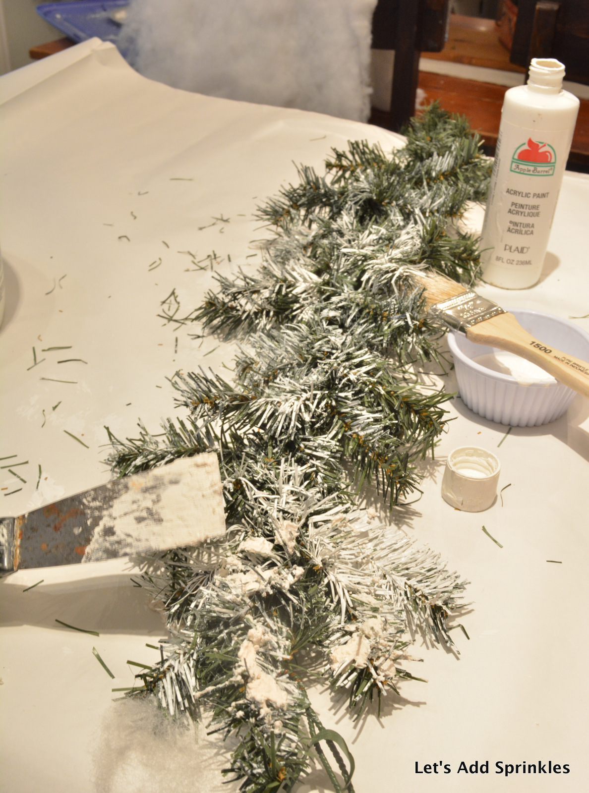Let's Add Sprinkles Tutorial for Flocking Christmas Greenery