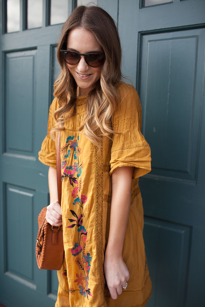 Mustard Embroidered Dress 