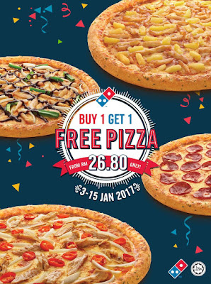 Domino's Pizza Malaysia Buy 1 Free 1 Promo Deal