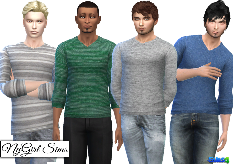 NyGirl Sims 4: Knitted VNeck Three Quarter Sleeve Tee