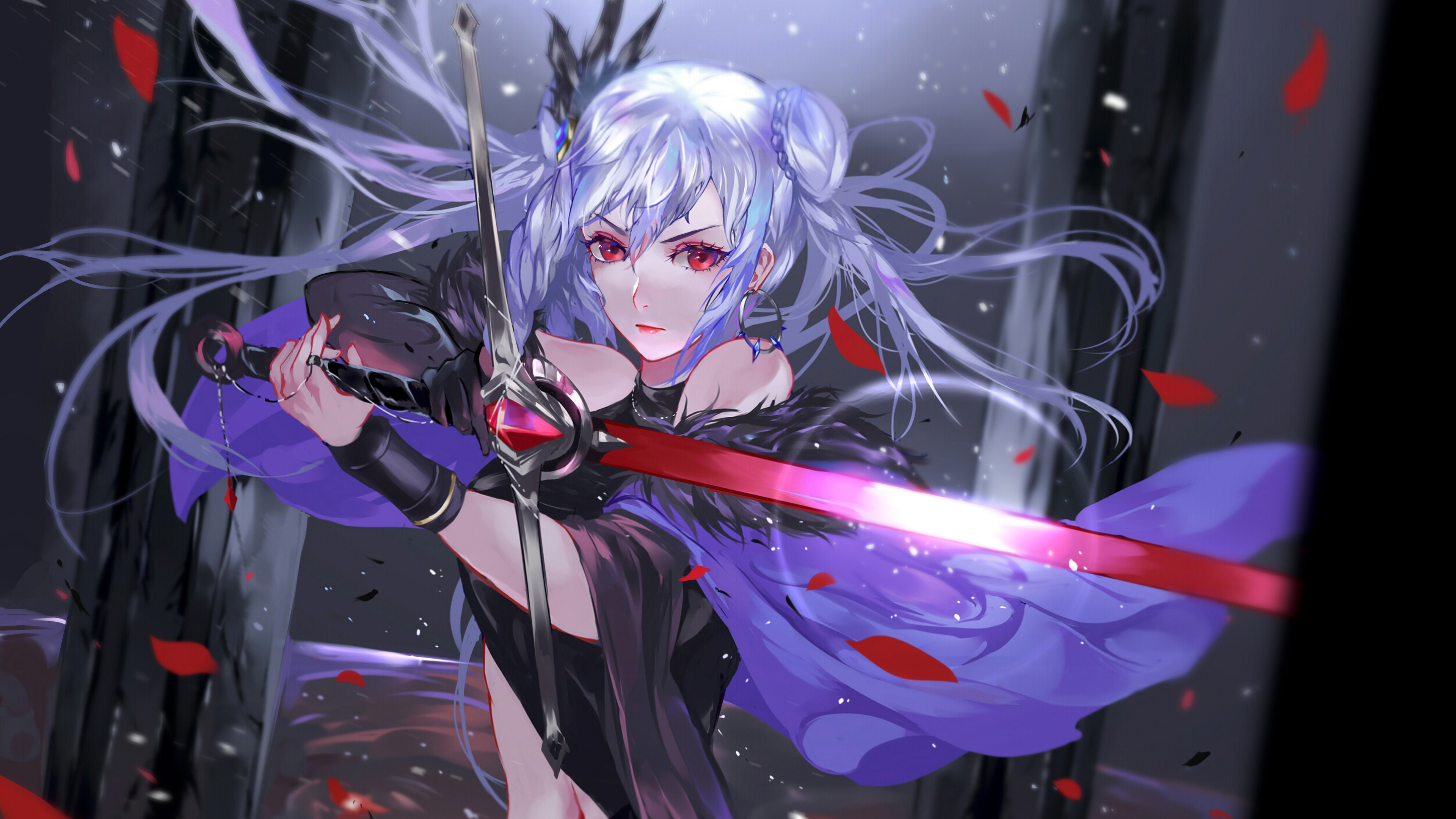 Anime Girl Warrior Fantasy Sword 4k 3840x2160 11 Wallpaper Pc 