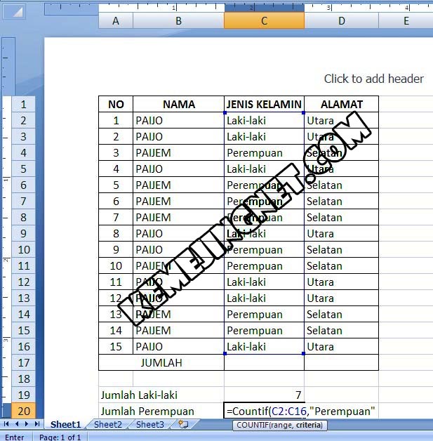 Fungsi Countif Dalam Microsoft Excel
