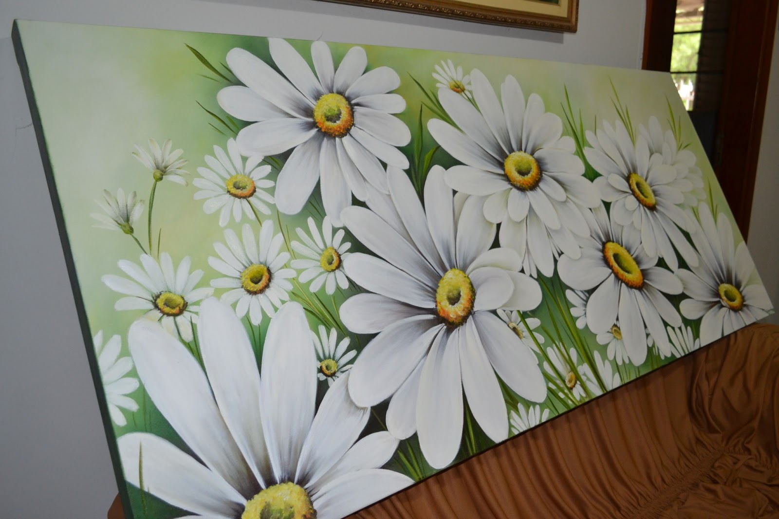 Ромашки на холсте акриловыми красками