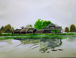 chinese landscape watercolor attempt doing learning