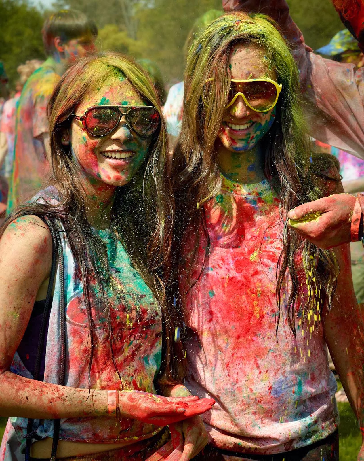 Sexy Smiling Girls Playing Holi