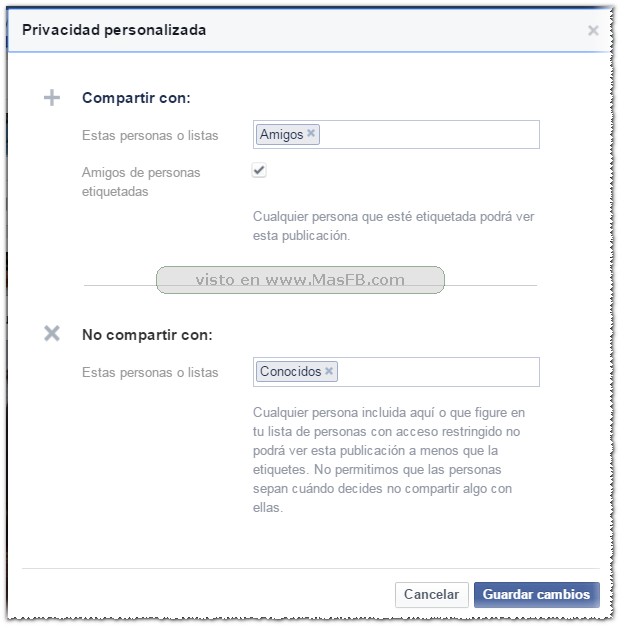 Privacidad Personalizada en Facebook - MasFB