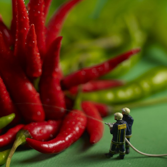 Fotógrafos culinarios comestibles mundo de habitantes en miniatura