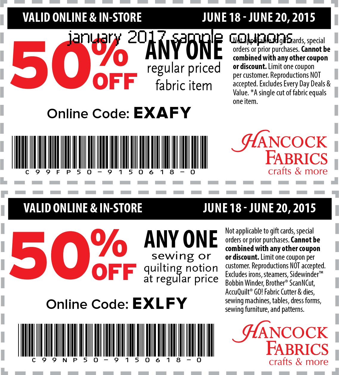 Free Promo Codes and Coupons 2023 Hancock Fabrics Coupons