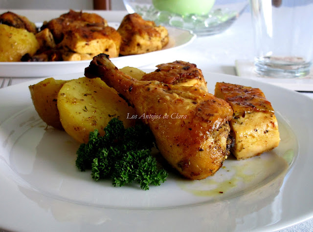 Pollo al horno con hierbas provenzales y limón