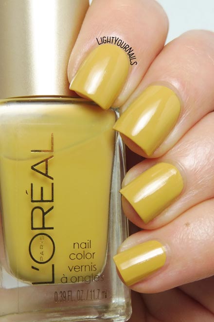 Smalto giallo senape L'Oreal The Perfect Trench mustard yellow creme nail polish #nails #unghie #lightyournails #loreal