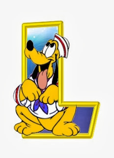 Alfabeto de personajes Disney con letras grandes L Pluto. 