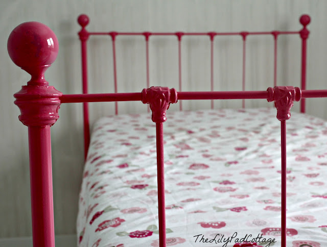 pink iron bed makeover