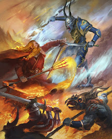 Warhammer age of sigmar artwork ilustration from battletome disciples of tzeentch magic duel