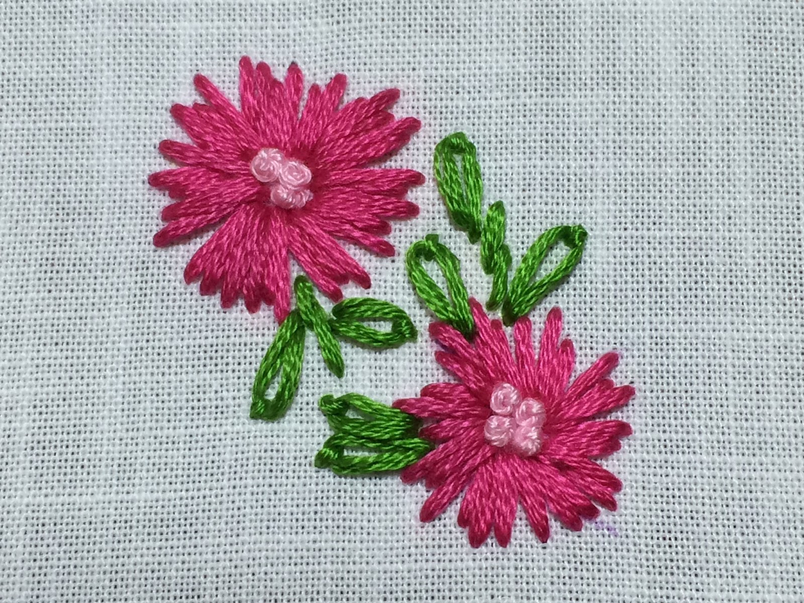 straight stitch embroidered flowers
