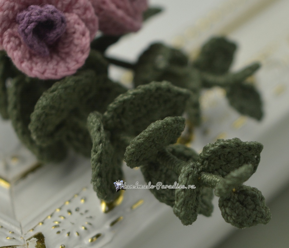 Брошь «Букетик роз» крючком. Схемы вязания (4)